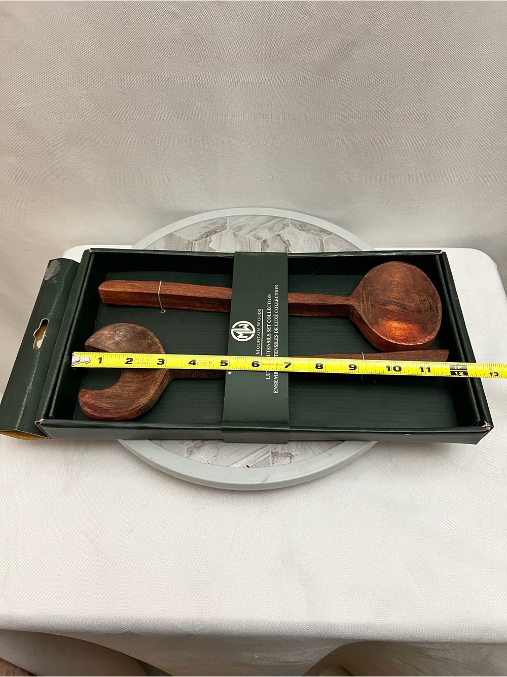 Mountain Woods 2-Piece Wood Salad Server Utensil Set Spoon Fork 12” Boxed - Picture 6 of 7